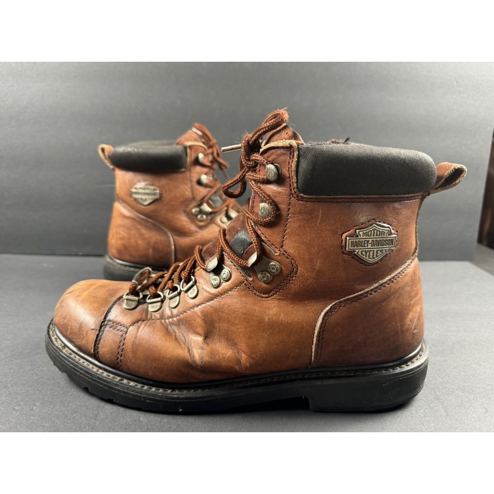 Harley Davidson Dipstick Men's 9.5 Brown Leather Motorcycle Biker Boots